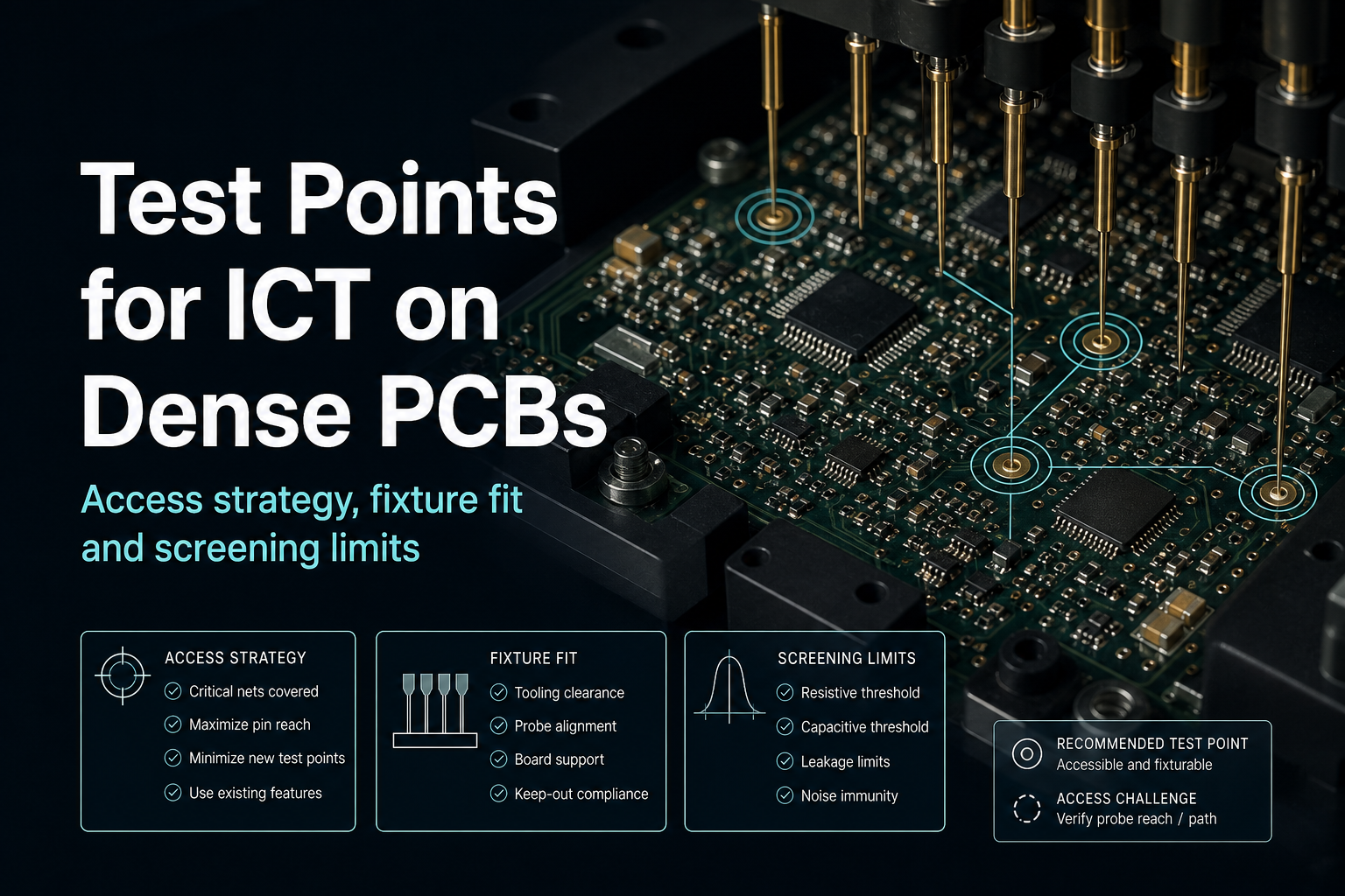 كيف تصمم نقاط الاختبار لـ ICT على لوحات PCB الكثيفة