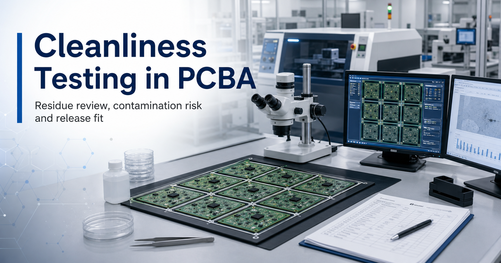 اختبار نظافة PCB في PCBA: ما الذي يراجعه، أين يندرج، وما الذي لا يثبته