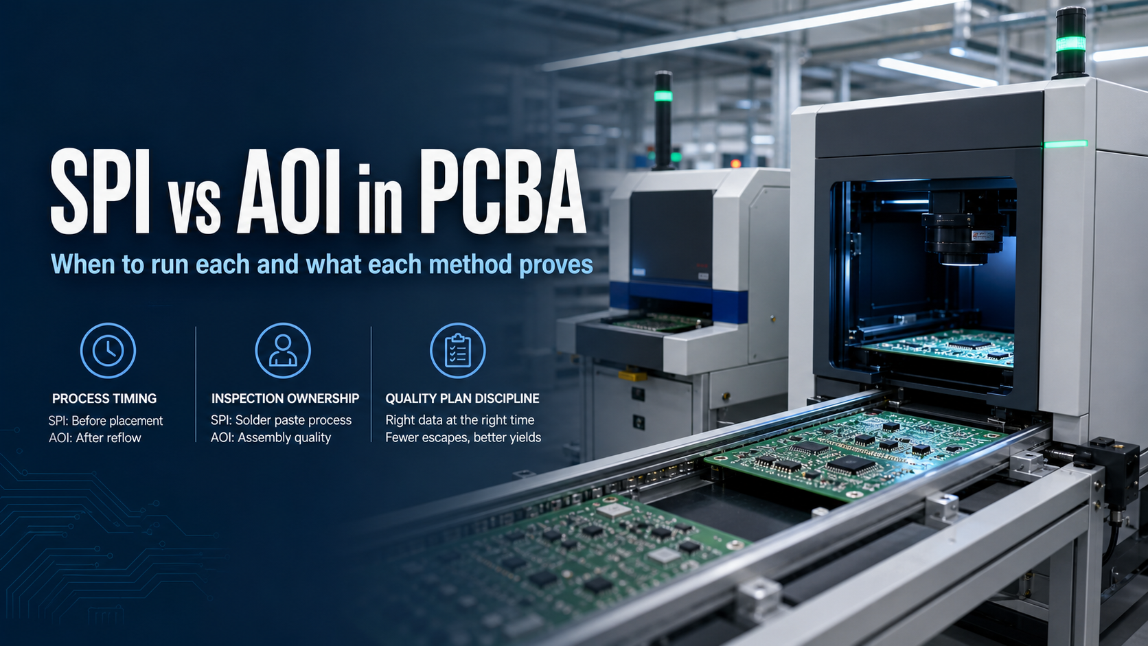 SPI مقابل AOI في PCBA: متى تشغّل كل فحص وما الذي يثبته كل منهما فعليًا
