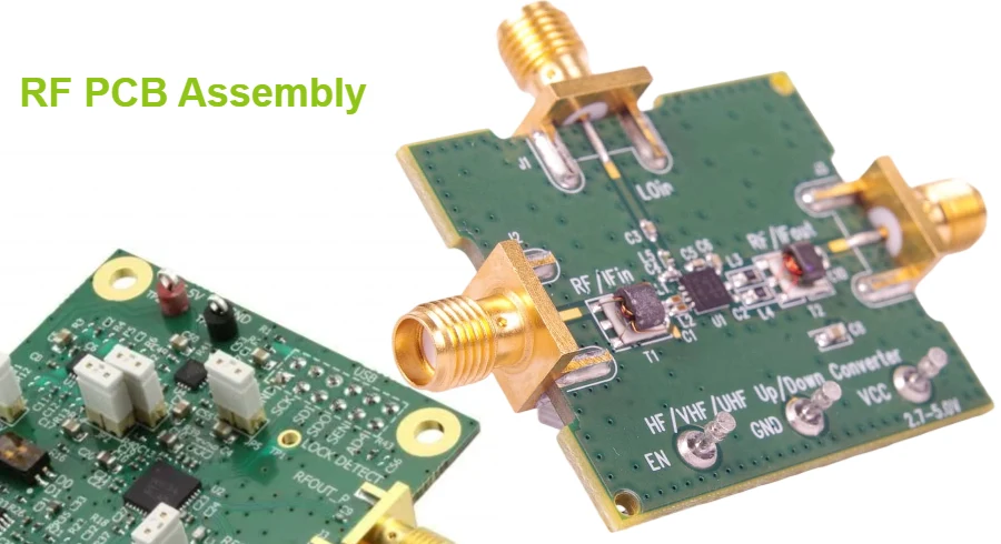 RF communication module assembly with coaxial connectors